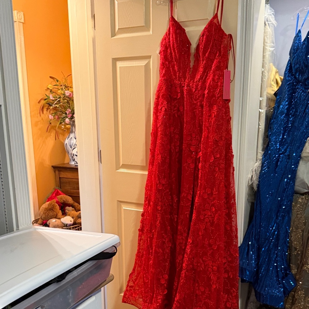 Morrell Maxie Scarlet Lace Gown